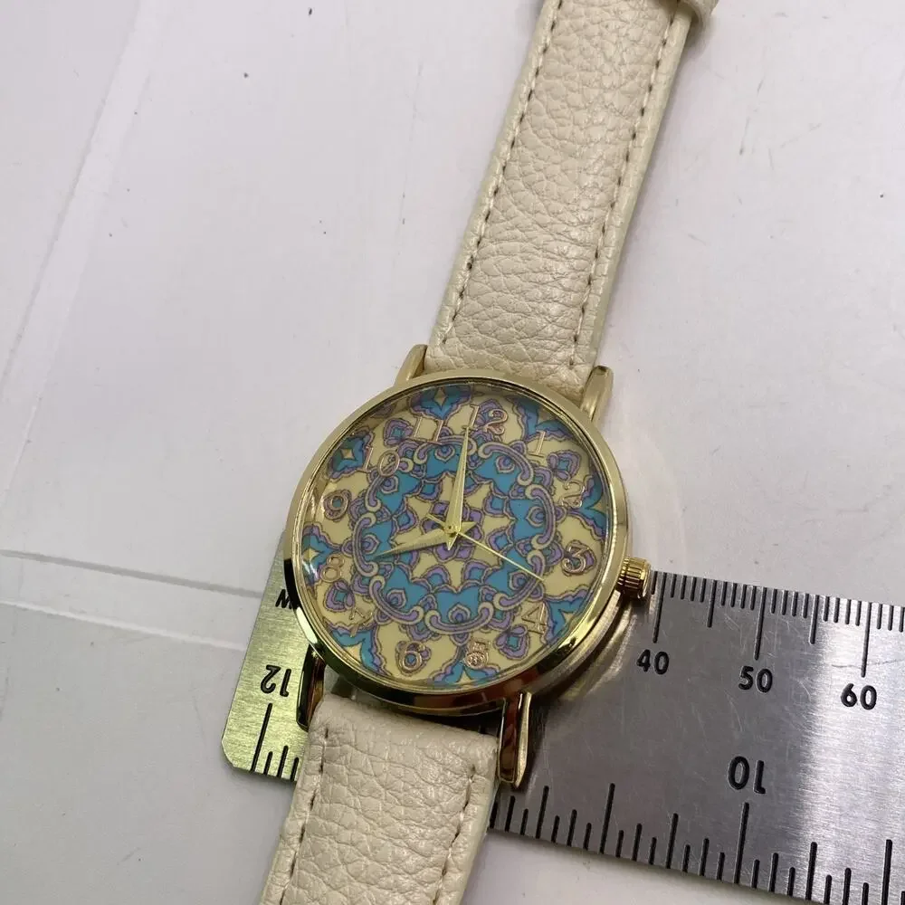 Womens Gold Tone Art Watch Works New Battery